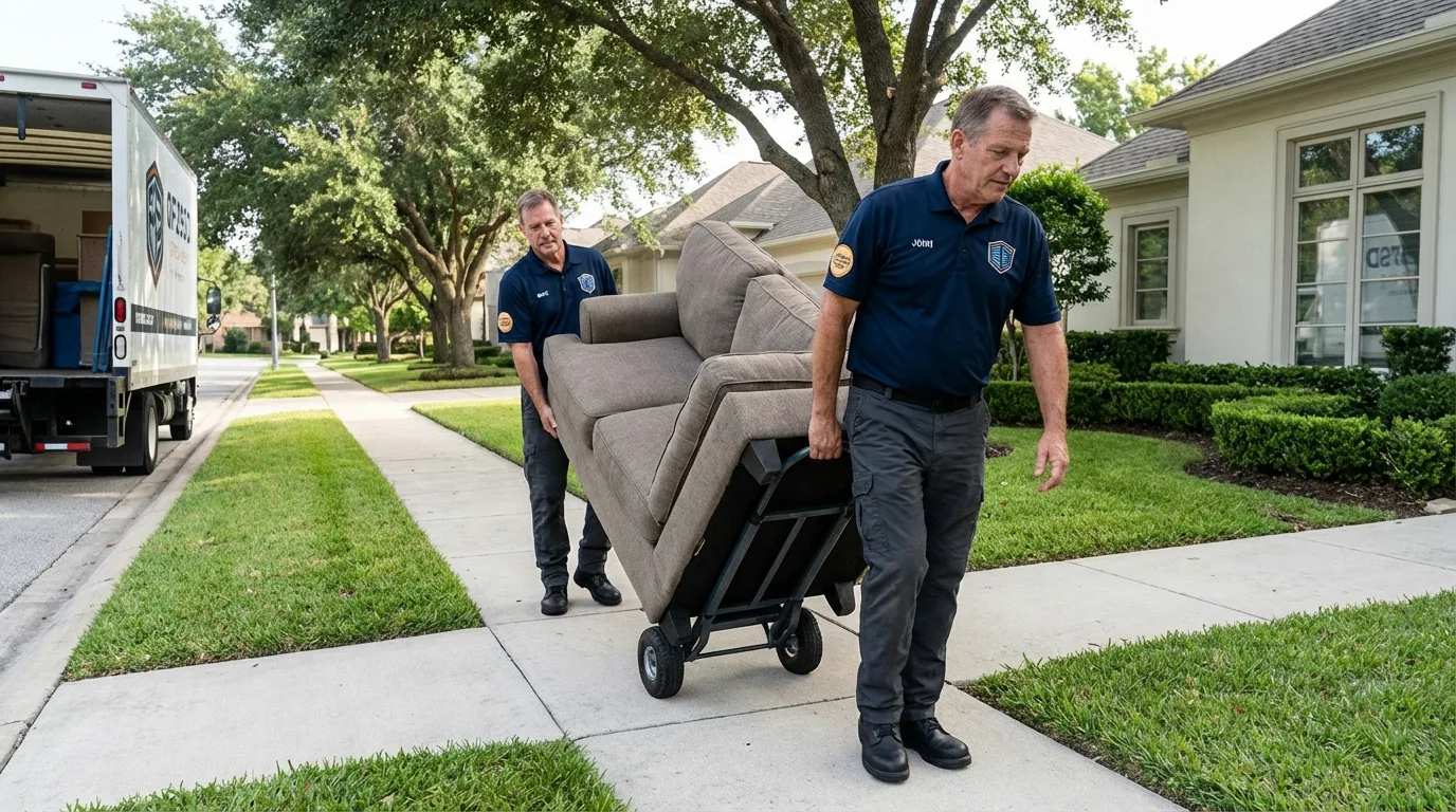 Local residential moving crew loading furniture in Hudson, FL