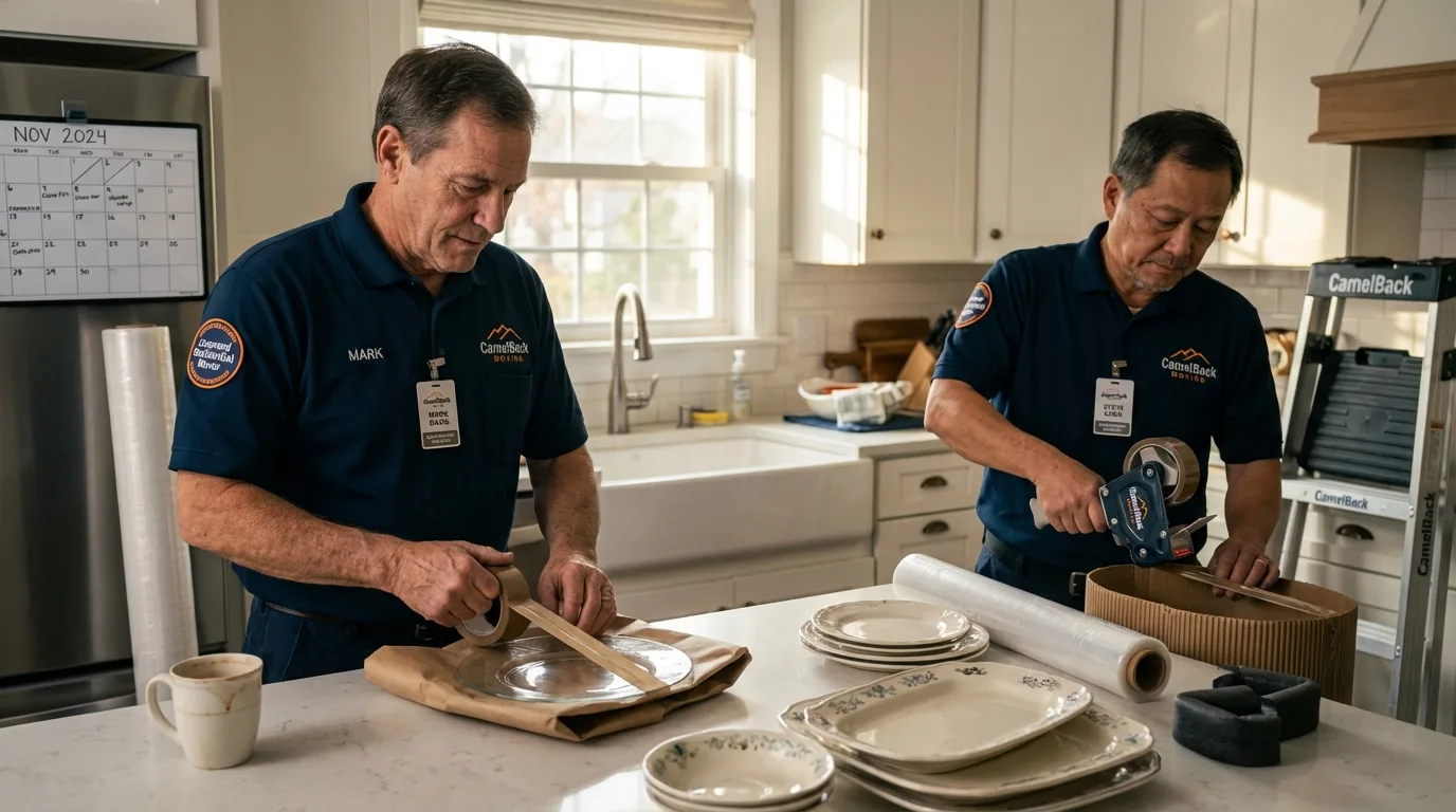 Professional crew packing kitchen dishware in Hudson, FL